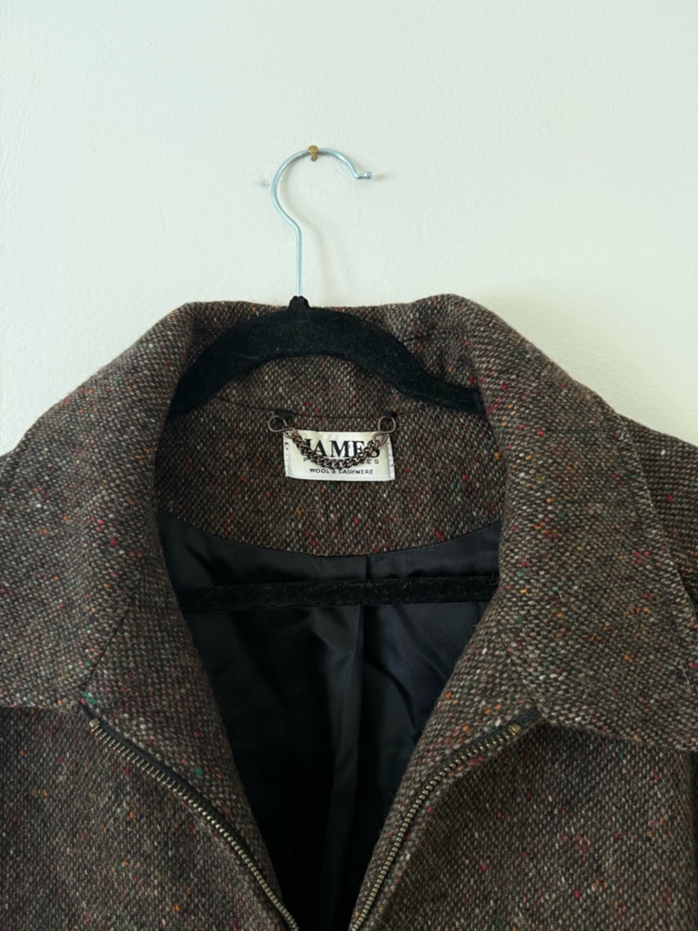 Vintage Peter James Men's XL Brown Wool Cashmere Zip-Up Jacket Sweater Luxury - Picture 2 of 16